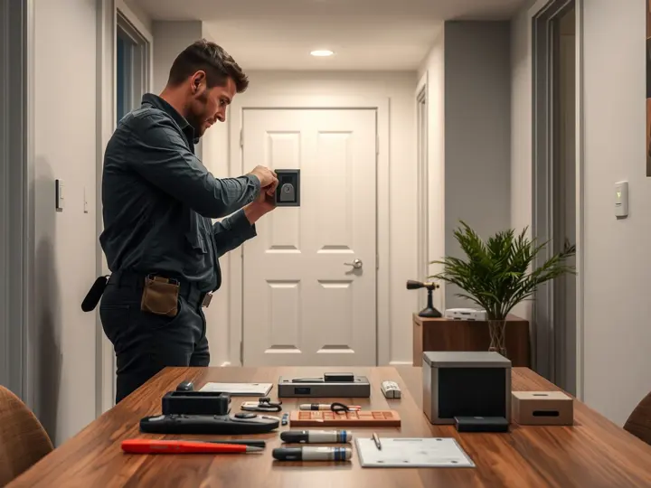 绿驰师傅安装新的门禁控制面板